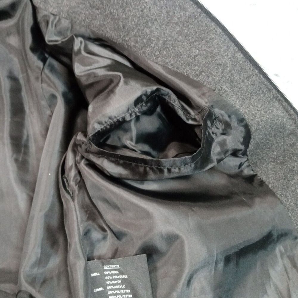 Fleet Street Womens Jacket Gray L Wool Blend Hood Pockets Lined Coat Career - Picture 7 of 14